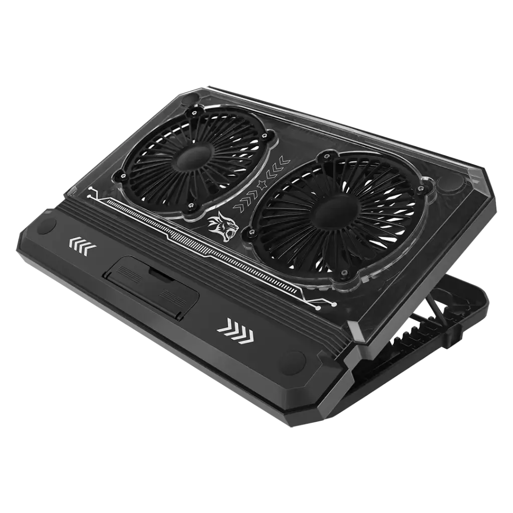 ستاند تبريد للابتوب قابل للتعديل مع مروحتين من بورودو جيمنج - اسود | Porodo Gaming Adjustable Laptop Cooling Stand with Dual Fans – Black
