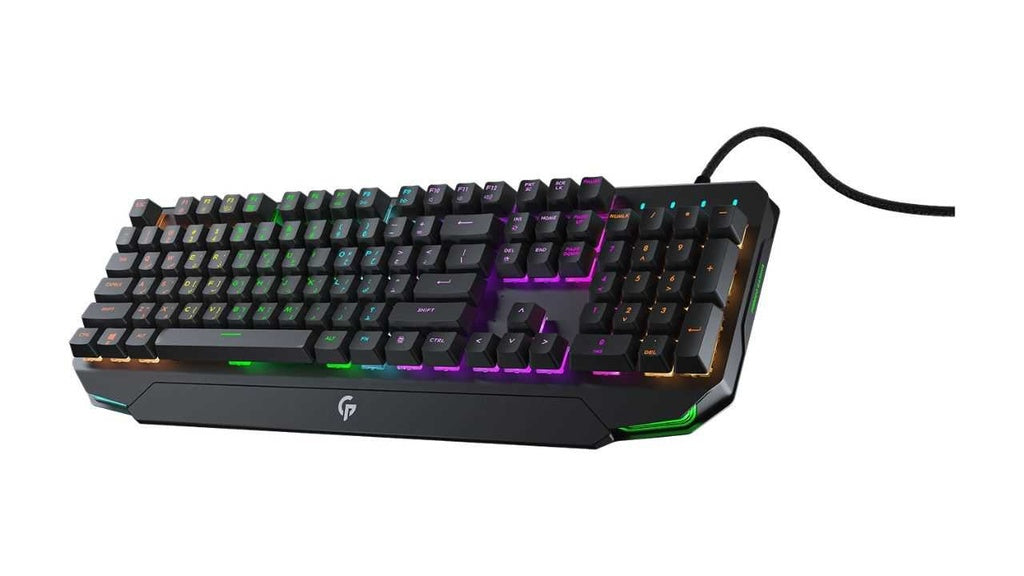 لوحة مفاتيح ميكانيكة بحجم كامل باضائة قوس قزح من بورودو جيمنج - رمادي | Porodo Gaming Mechanical Full Keyboard Rainbow - Grey