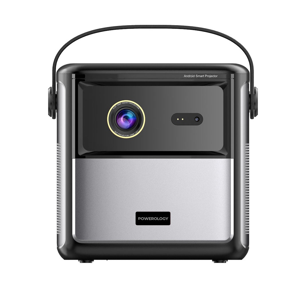 بروجكتور محمول بدقة 4K وبطارية بسعة 15000 مللي امبير من باورولوجي - اسود | Powerology 4K GTV Portable Projector with 15000 mAh Battery – Black