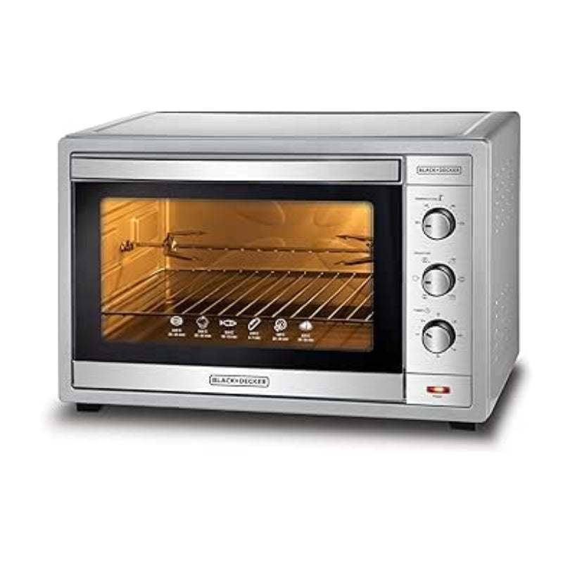 فرن توستر بلاك أند ديكر 62 لتر 2000 وات مع شواية دوارة - Black+Decker 62 liter toaster oven with 2000 watt rotisserie