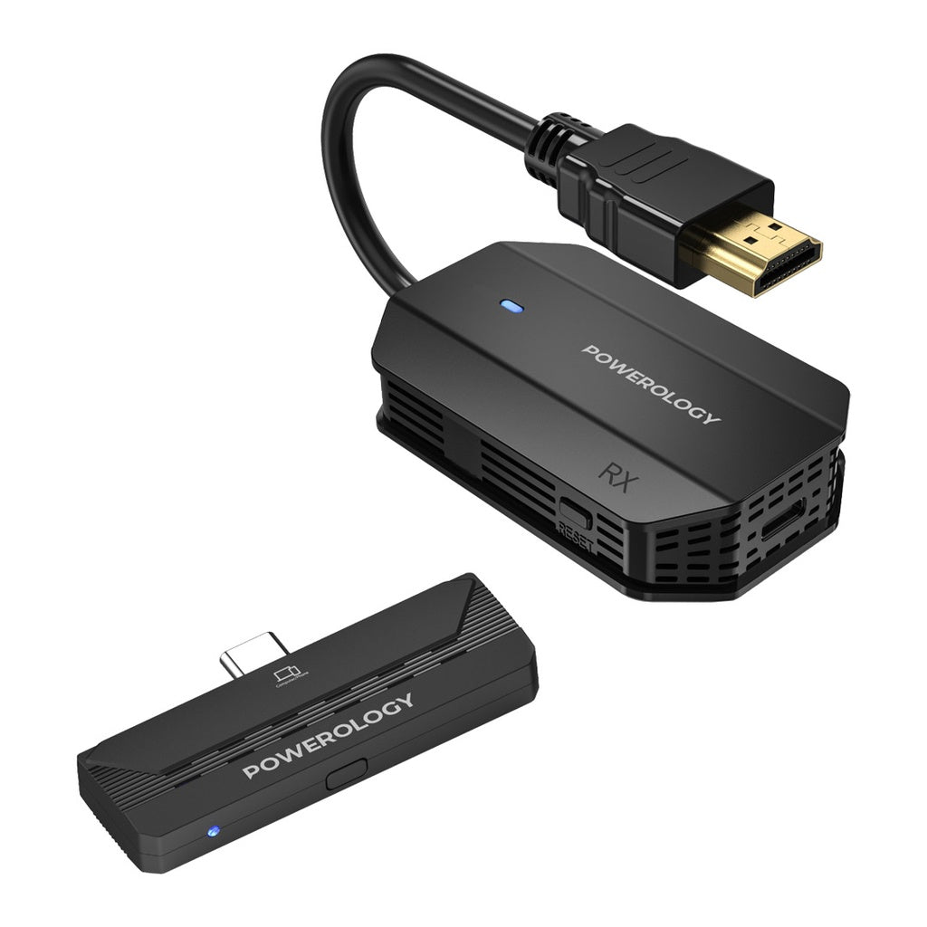 باورولوجي محول HDMI لاسلكي تايب سي للصوت والفيديو - اسود | Powerology Wireless HDMI Type-C Adapter Audio & Video – Black.