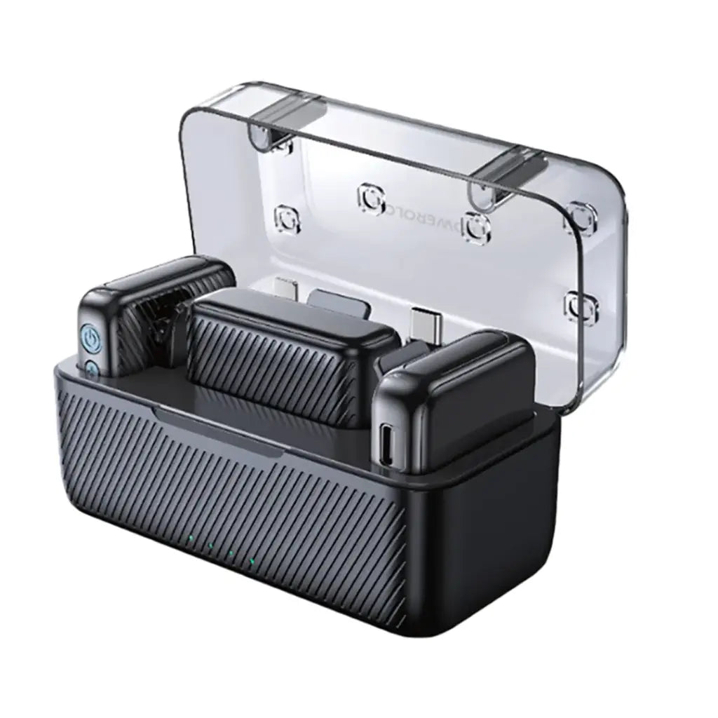 مايكروفون باورولوجي لافالير اللاسلكي, مزدوج بكليب وتقنية تقليل الضوضاء | Powerology Lavalier Dual Noise Reduction Microphone Set.