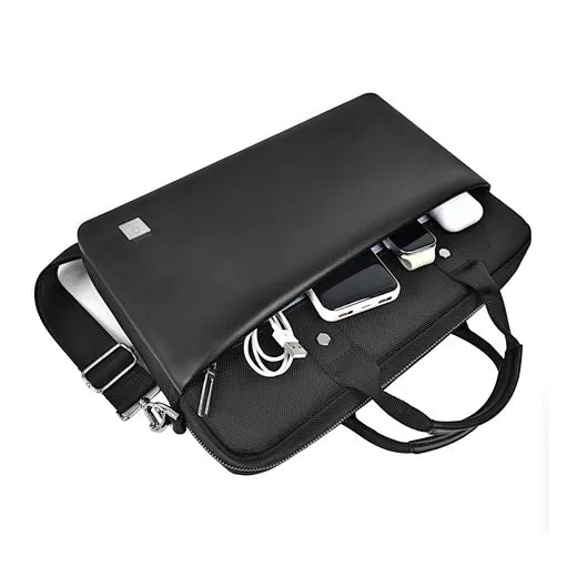 حقيبة لابتوب ويوو هالي لحجم 14 انش مع حزام كتف - اسود | WiWU Hali Laptop Briefcase Bag Handbag with Shoulder Strap 14" – Black