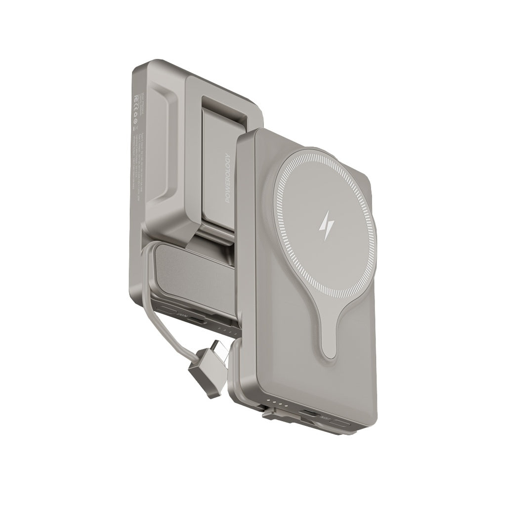 حامل هاتف للسيارة من باورولوجي مع شاحن لاسلكي مغناطيسي بقدرة 15 واط, وباور بانك 5000mAh | Powerology Car Mount with Magnetic Wireless Charger & 5000mAh Power Bank – 15W MagSafe Charging.