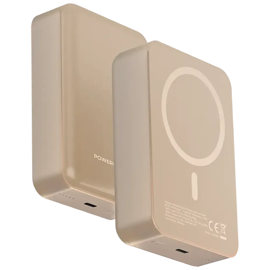 باور بانك باورولوجي بسعة 20000 مللي امبير مع شحن لاسلكي 15 واط وشحن سريع 20 واط - دزيرت تيتانيوم | Powerology 20000mAh 20W PD & 15W MagSafe Wireless Power Bank – Desert Titanium