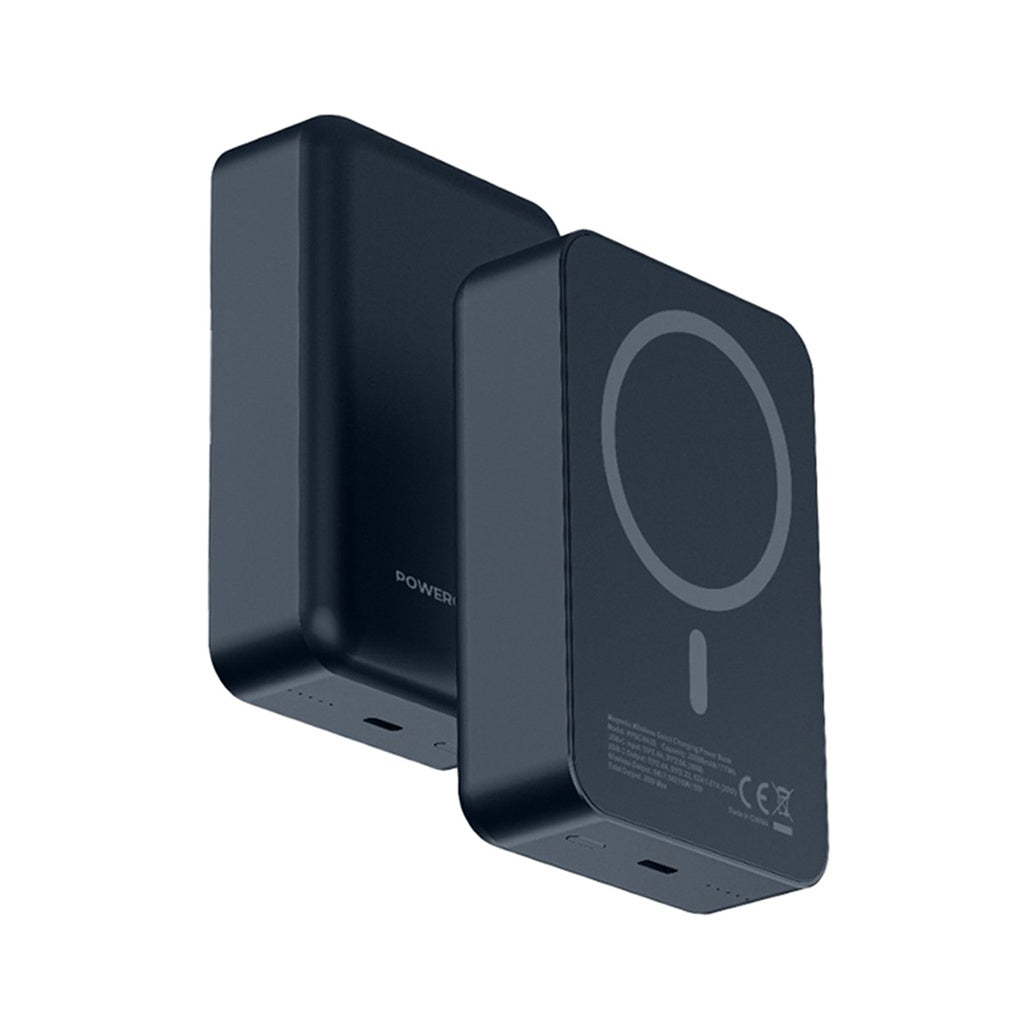 باور بانك باورولوجي المنيوم 20000mAh ومتوافق مع ماج سيف, شحن سريع 20 واط - رمادي | Powerology 20000mAh MagSafe Aluminum Power Bank – 20W PD – Grey.