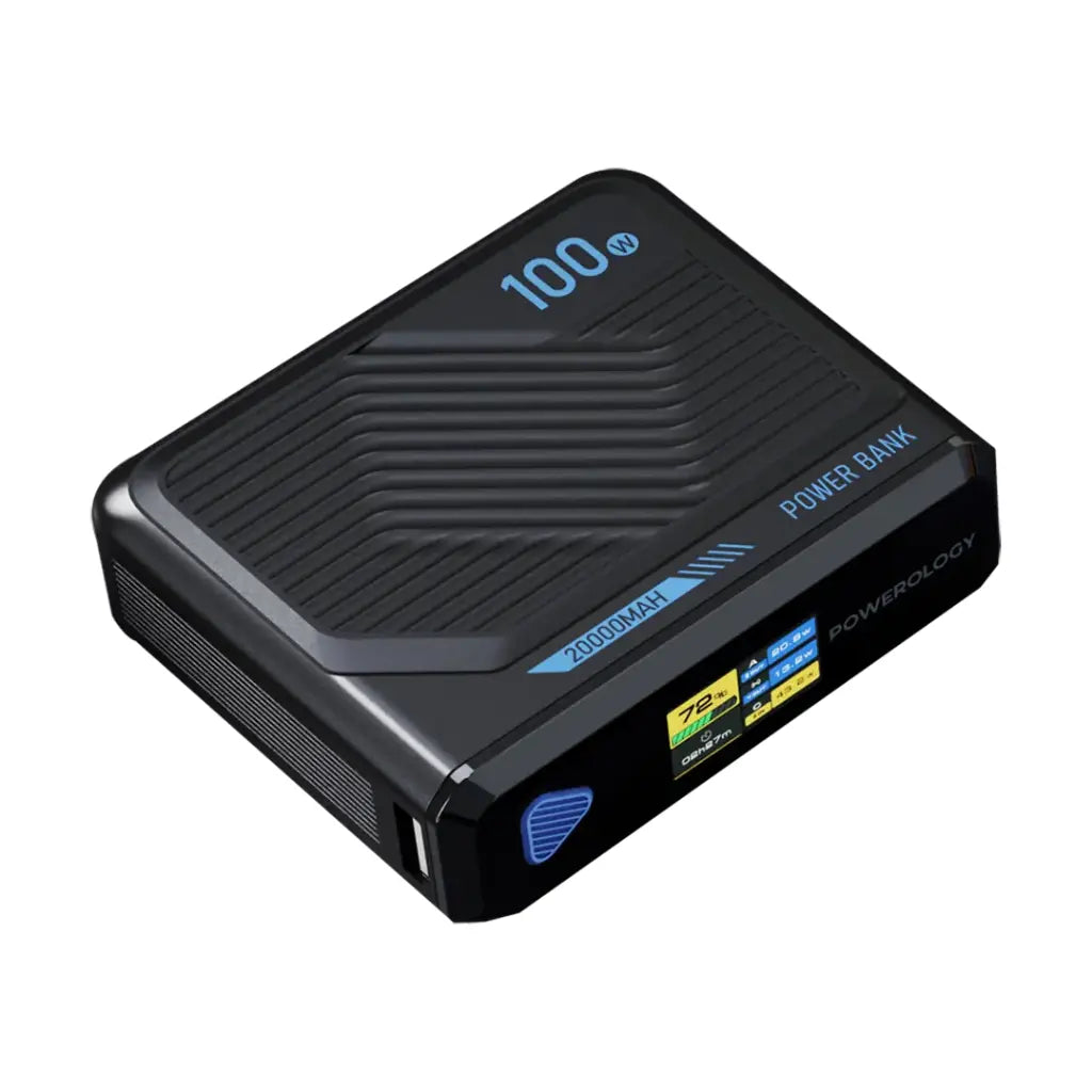 باور بانك باورولوجي اللاسلكي المغناطيسي, متوافق مع ماج سيف بقوة 100 واط وسعة 20000 مللي امبير | Powerology 100W MagSafe Wireless Charger Power Bank 20000mAh.