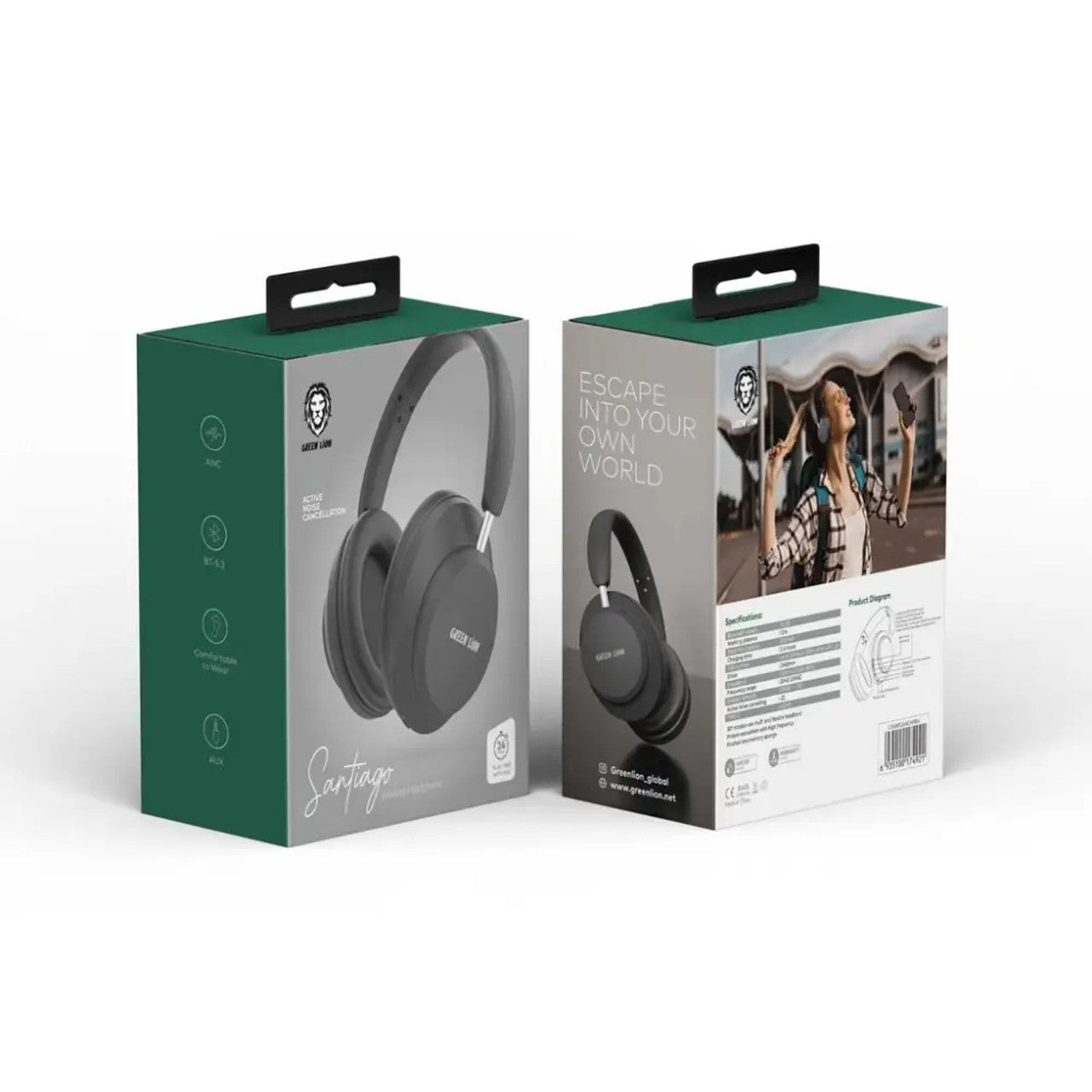 سماعات رأس جرين لايون سانتياغو اللاسلكية - اسود | Green Lion Santiago Wireless Headphone - Black