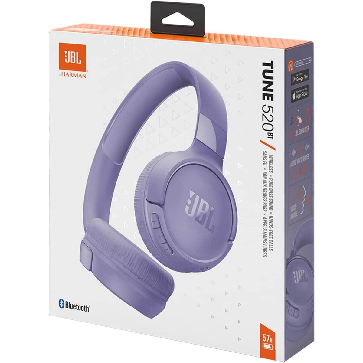 JBL T520BT Wireless On-Ear Headphones with Mic & Pure Bass Sound | سماعة جي بي ال T520BT اللاسلكية بتقنية البلوتوث ومايكروفون, صوت بيس نقي