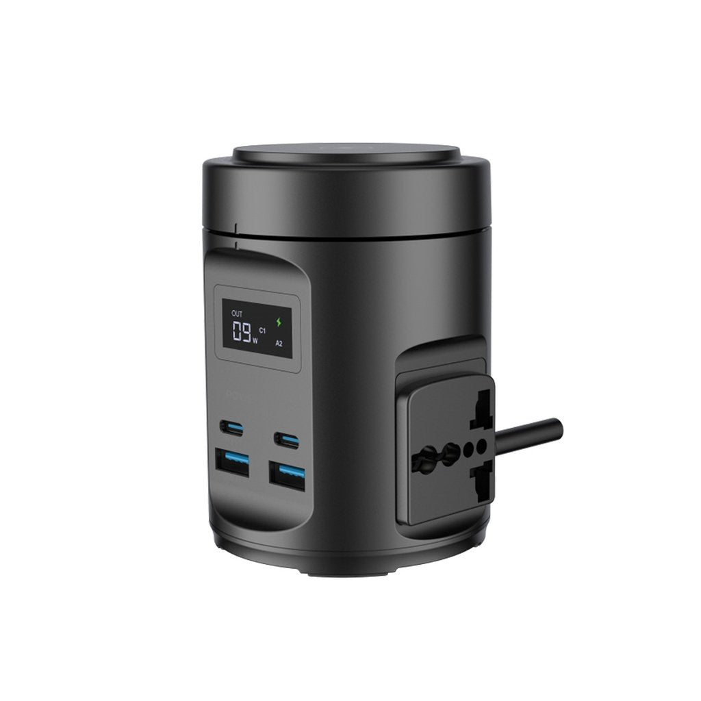 محطة شحن باورولوجي ماج سيف بقوة 65 واط وشحن لاسلكي - اسود | Powerology MagSafe Power Hub PD 65W – Black