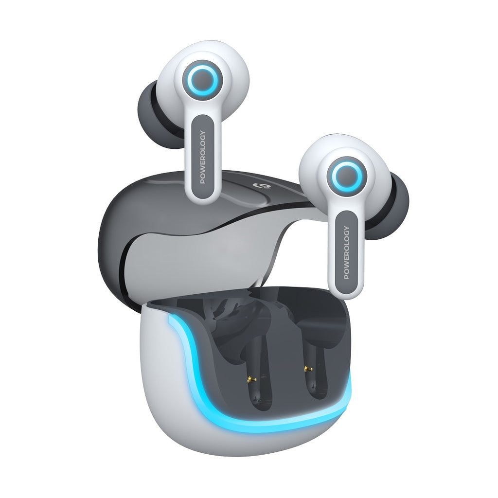 سماعة باورولوجي TWS اللاسلكية بتقنية عزل الضوضاء واربعة مايكروفونات | Powerology Quad Mic ENC TWS Earphone.