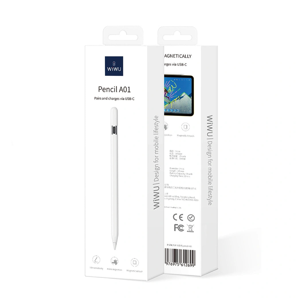 قلم ويوو ستايلس A01 للاجهزة اللوحية - ابيض | WiWU Stylus Pencil A01 For iPad - White