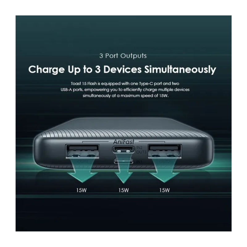 Oraimo Toast 15 Flash 10000mAh Fast Charging Power Bank - باور بانك أورايمو توست 15 فلاش 10000 مللي امبير مع شحن سريع