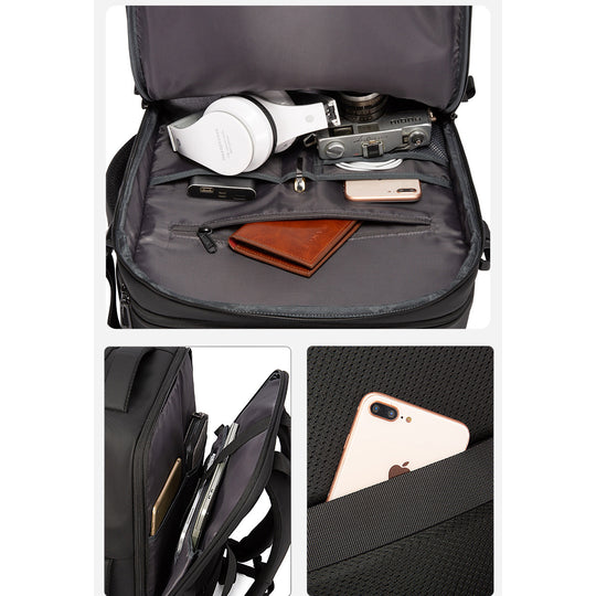 حقيبة ظهر بانجي 1909 للسفر, ضد الماء بسعة 45 لتر مع حجرة لابتوب - اسود | BANGE 1909 45L Waterproof Travel Laptop Backpack Luggage Design – Black