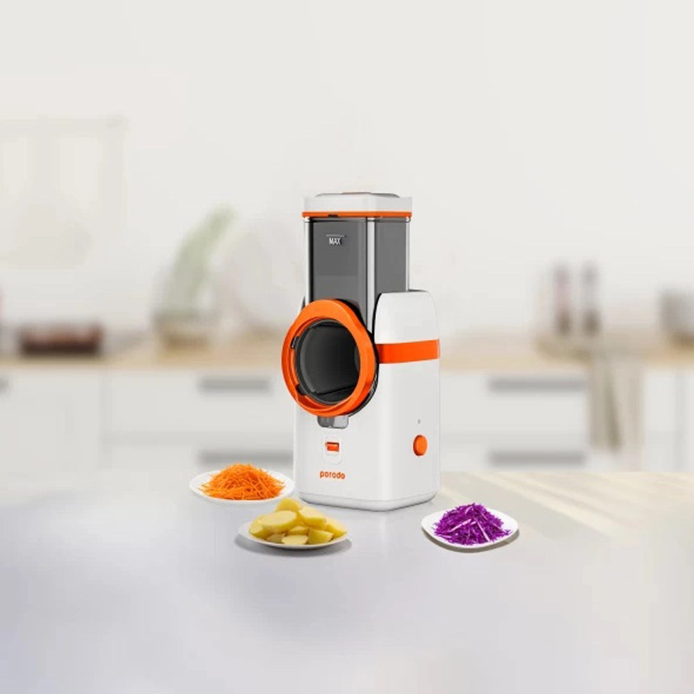 قطاعة الخضار الكهربائية بقدرة 80 واط من بورودو لايف ستايل مع قابس بريطاني - ابيض | Porodo LifeStyle Electric Vegetable Cutter 80W with UK Plug - White