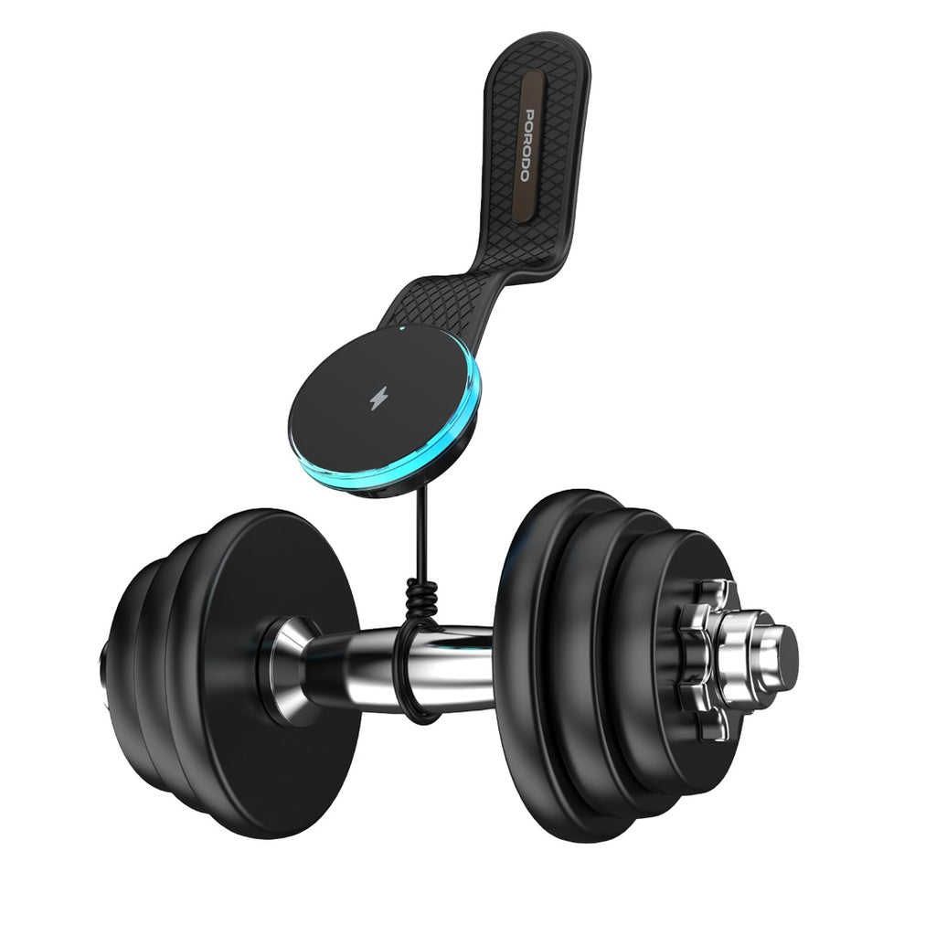 حامل هاتف للسيارة مغناطيسي لاسلكي مع شاحن ثنائي المنافذ بقدرة شحن 15 واط وكيبل تايب سي بطول 1 متر - اسود | Porodo 15W Magnetic Wireless Car Mount with Dual Port Car Charger & C-C Cable 1M