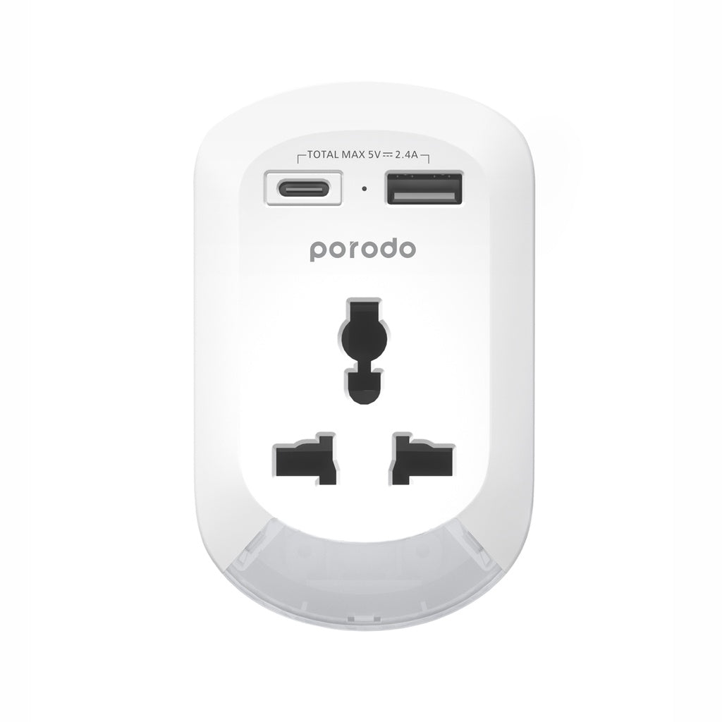 مقبس كهربائي بورودو 3 في 1 مع منفذي يو اس بي اي و يو اس بي سي - ابيض | Porodo 3in1 Multi-type Socket with AC USB-A Type C UK – White