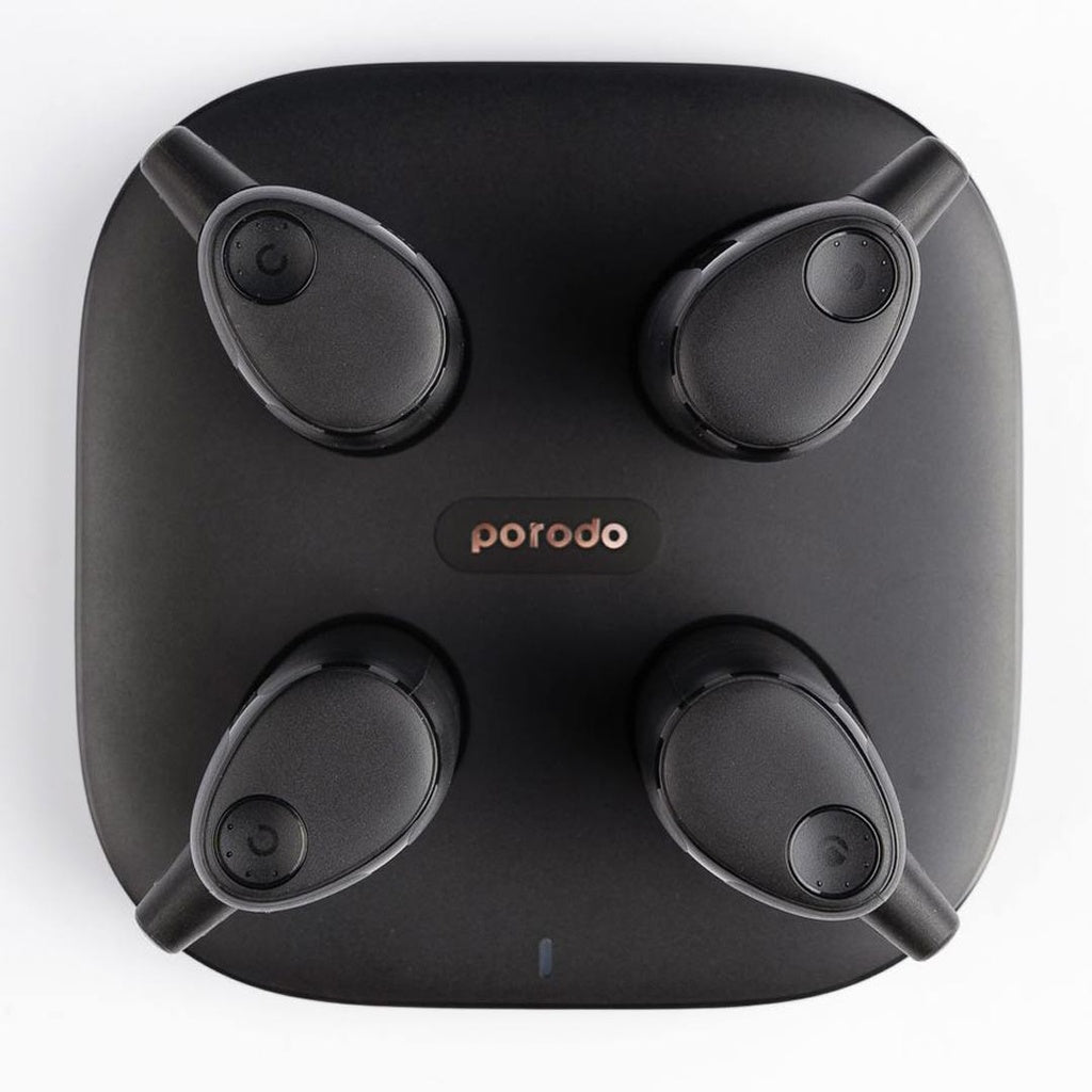 محطة شحن بورودو 4 في 1, باور بانك بسعة 5000 مللي امبير مع شحن لاسلكي - اسود | Porodo 4in1 Station 5000mAh Wireless Power Bank - Black