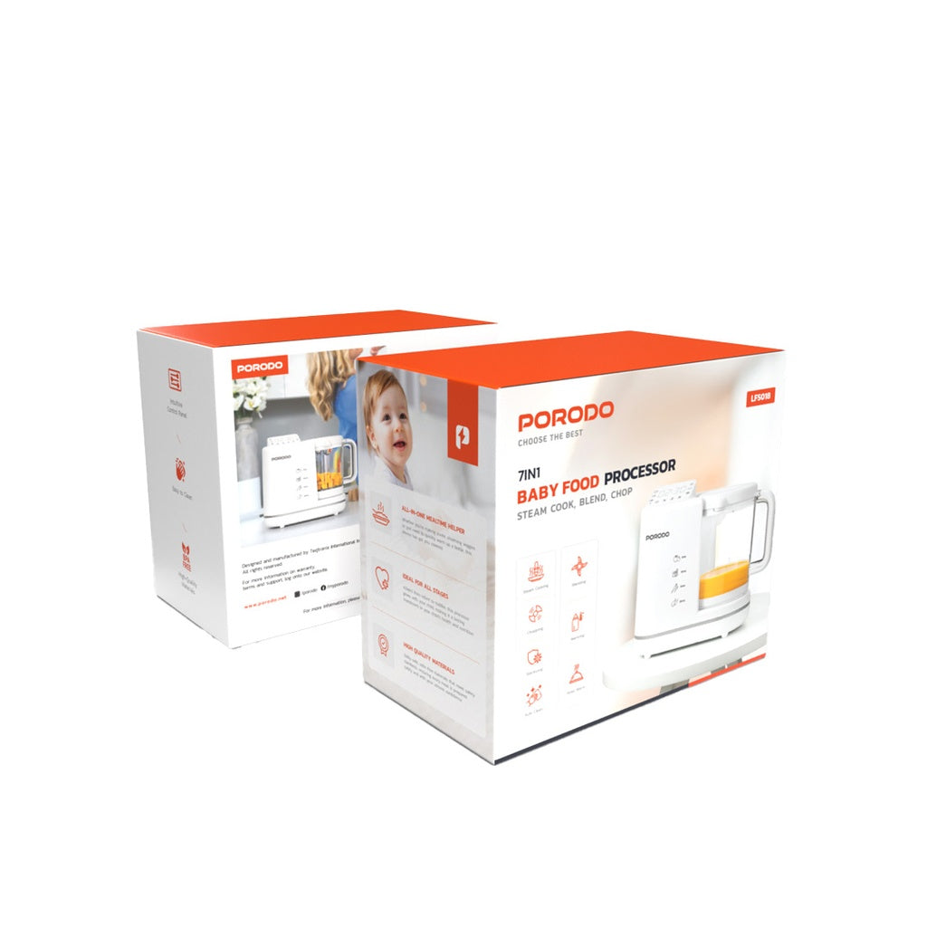 محضر الطعام للاطفال 7 في 1 من بورودو لايف ستايل - ابيض | Porodo Lifestyle Digital Baby Food Processor 7-in-1 – White
