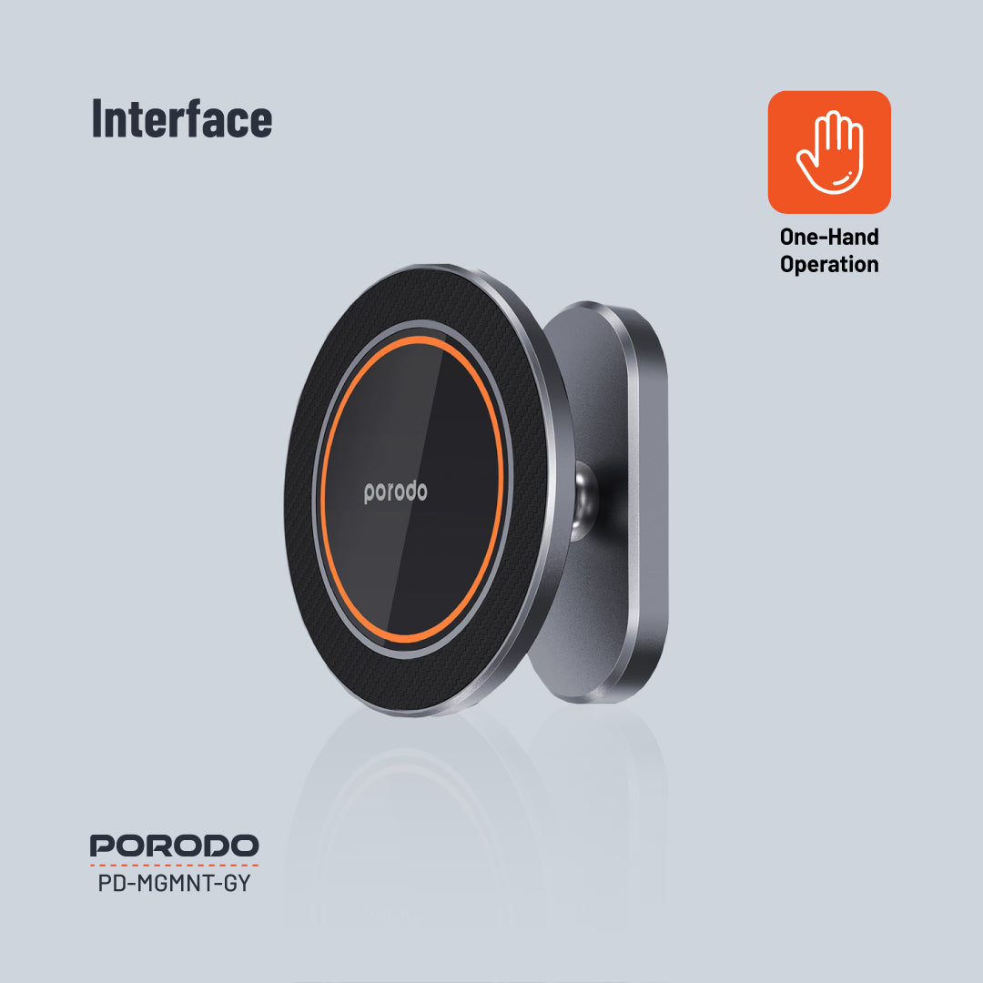 حامل مغناطيسي معدني للهاتف من بورودو, متوافق مع ماغسيف - رمادي | Porodo Magsafe Magnetic Metal Mount – Grey.