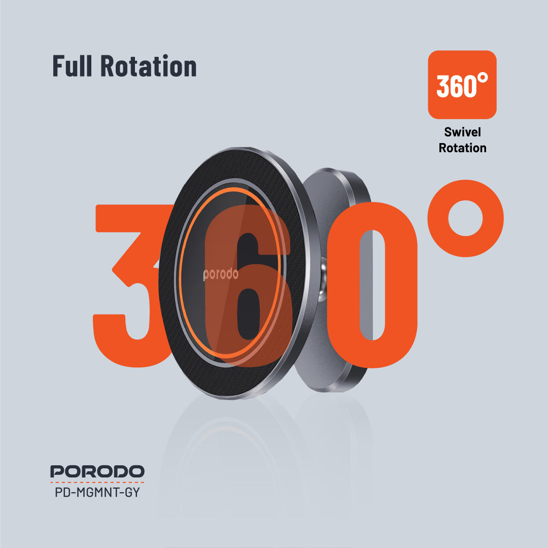 حامل مغناطيسي معدني للهاتف من بورودو, متوافق مع ماغسيف - رمادي | Porodo Magsafe Magnetic Metal Mount – Grey.