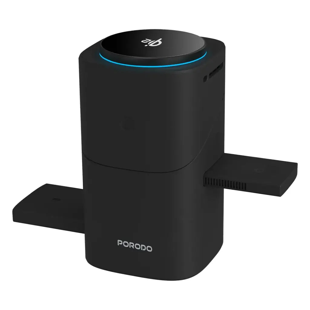 بورودو شاحن لاسلكي 3 في 1 مع دوران تلقائي - اسود | Porodo 3-in-1 Auto Rotation Wireless Charger - Black