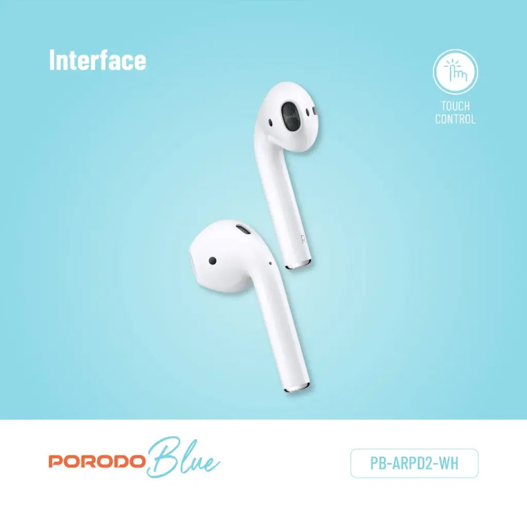 بورودو سماعات اذن لاسلكية ديب بايز 2 - ابيض | Porodo Blue Deep Bass Wireless Earbuds 2 - White