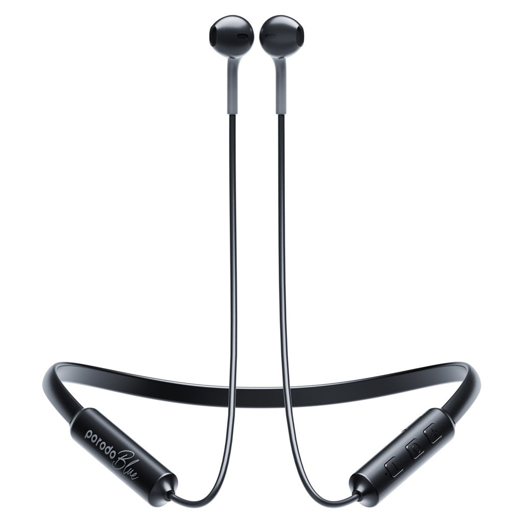 سماعة اذن حول الرقبة بتقنية ENC من بورودو بلو - اسود | Porodo Blue ENC Neckband Apple Buds Earphones - Black