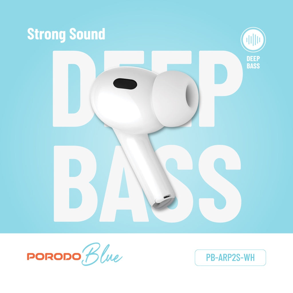 سماعات بورودو بلو ايربودز 2 مع شاشة لمس بحجم 1.47 بوصة - ابيض | Porodo Blue AirPods Pro2 with Screen - White