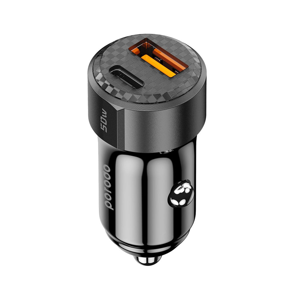 بورودو شاحن سيارة بمنفذي يو اس بي سي بقدرة 20 واط ويو اس بي اي بقدرة شحن 30 واط | Porodo 50W Dual Port Car Charger PD 20W QC 30W.