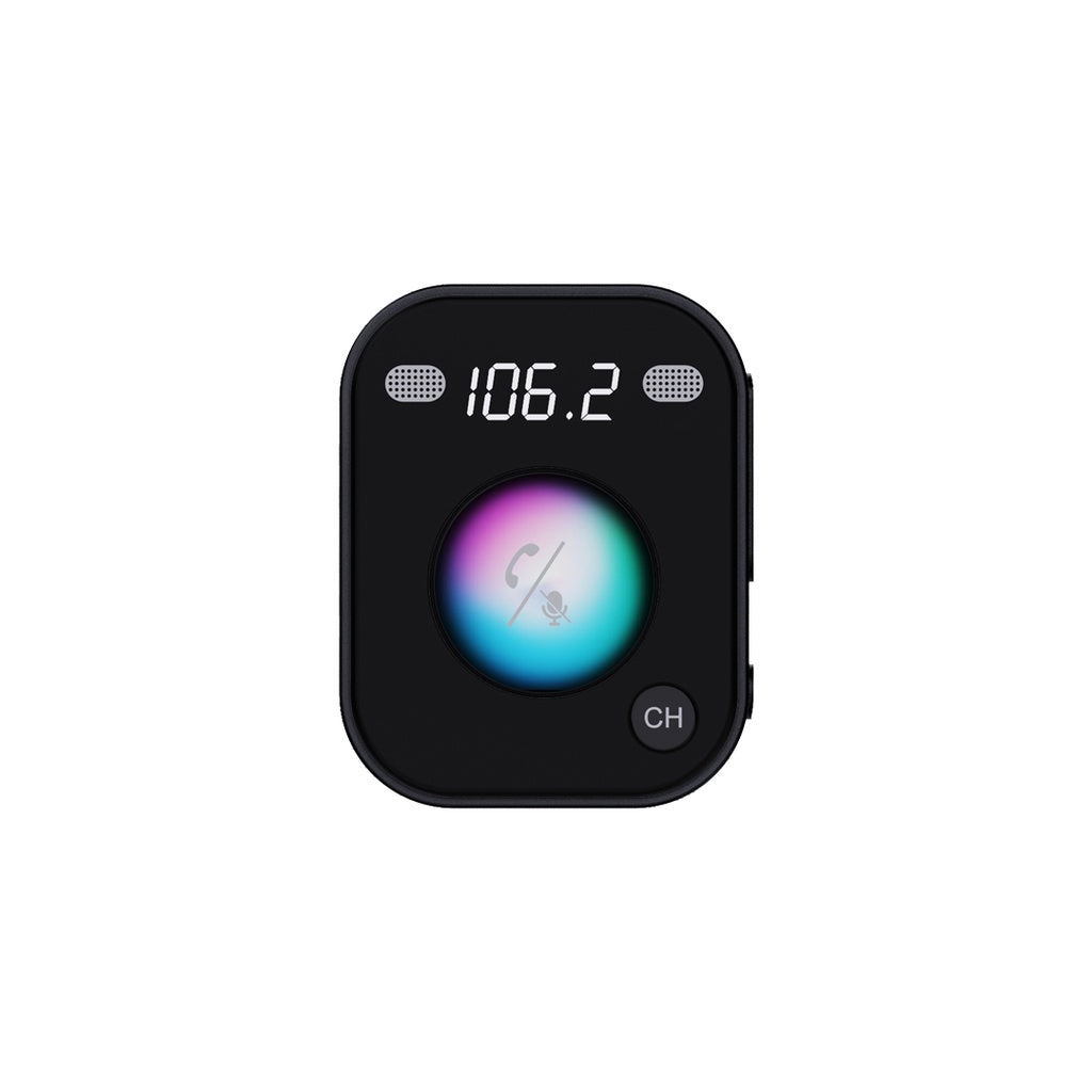 ناقل FM بلوتوث من بورودو مع اوامر صوتية - اسود | Porodo Bluetooth FM Transmitter with Voice Command – Black