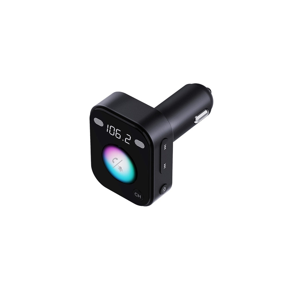 ناقل FM بلوتوث من بورودو مع اوامر صوتية - اسود | Porodo Bluetooth FM Transmitter with Voice Command – Black
