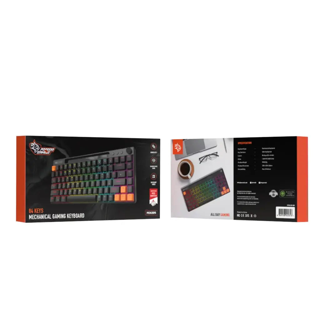 لوحة مفاتيح ميكانيكية سلكية 84 مفتاح من بورودو جيمنج | Porodo Gaming Wired Mechanical Keyboard 84 Keys.
