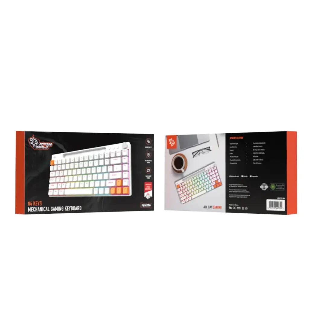 لوحة مفاتيح ميكانيكية سلكية 84 مفتاح من بورودو جيمنج | Porodo Gaming Wired Mechanical Keyboard 84 Keys.