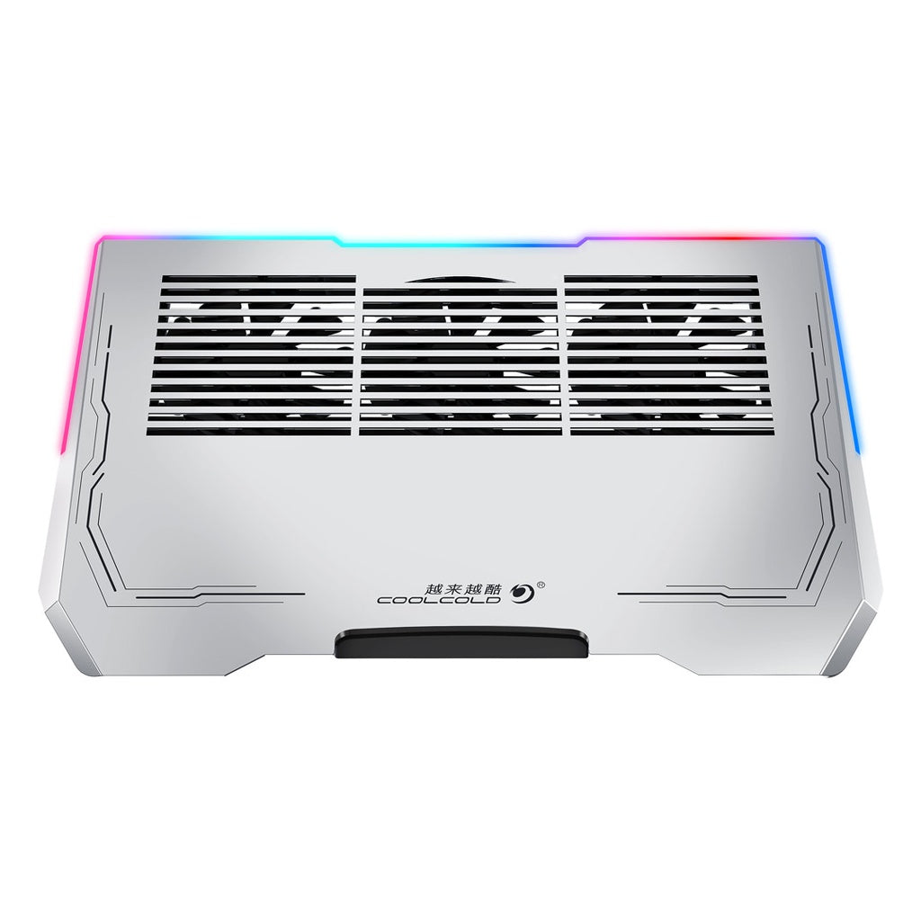 بورودو جيمنج مروحة تبريد لابتوب باضائة RGB - سلفر | Porodo Gaming Al RGB Laptop Cooling Fan – Silver.
