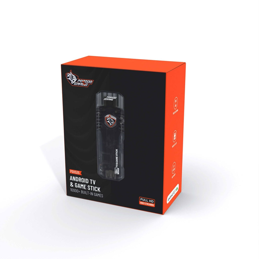 جهاز الالعاب وتلفاز الاندرويد من بورودو جيمنج 2GB+16GB - اسود | Porodo Gaming Android TV & Game Stick 2GB+16GB - Black