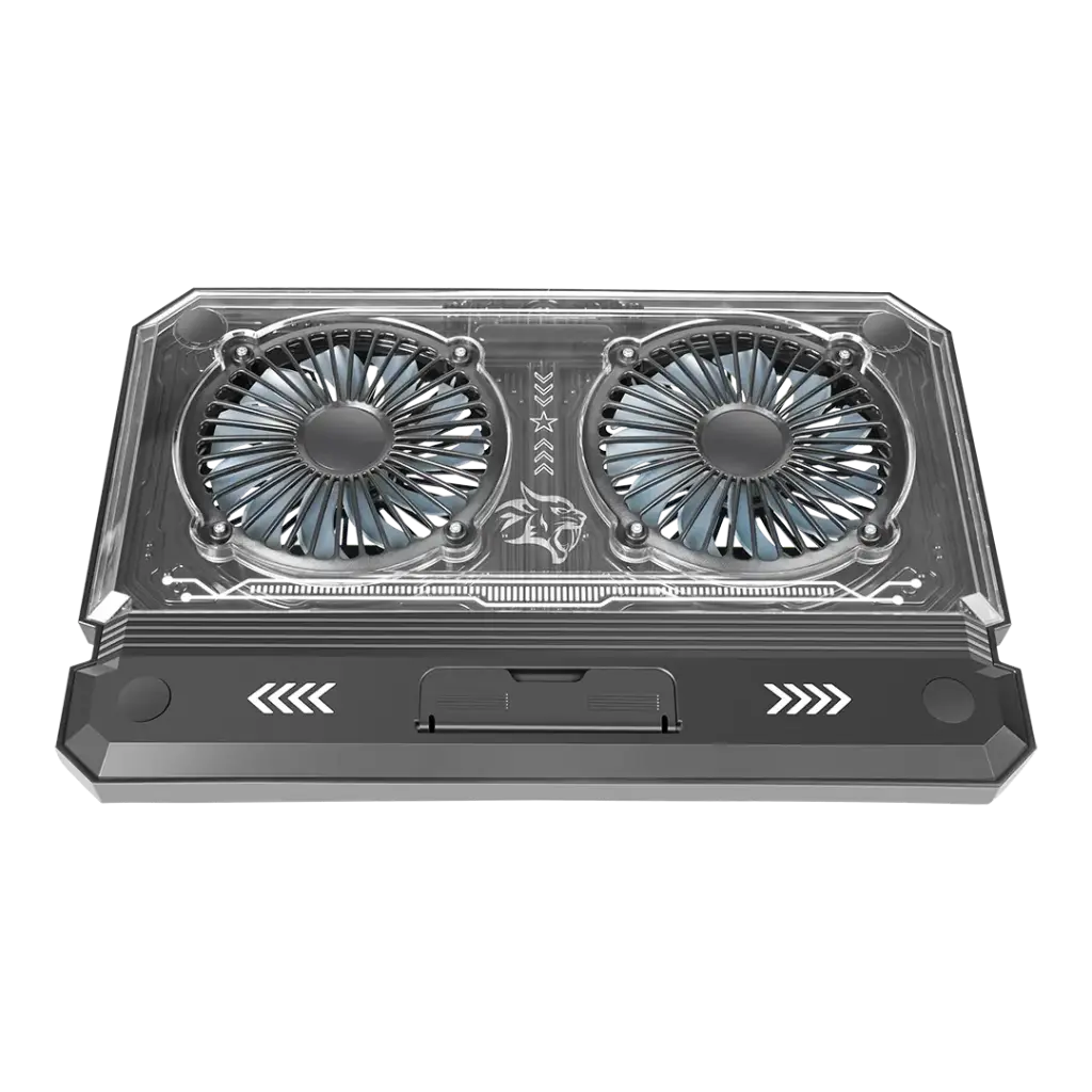 ستاند تبريد للابتوب قابل للتعديل مع مروحتين من بورودو جيمنج - اسود | Porodo Gaming Adjustable Laptop Cooling Stand with Dual Fans – Black
