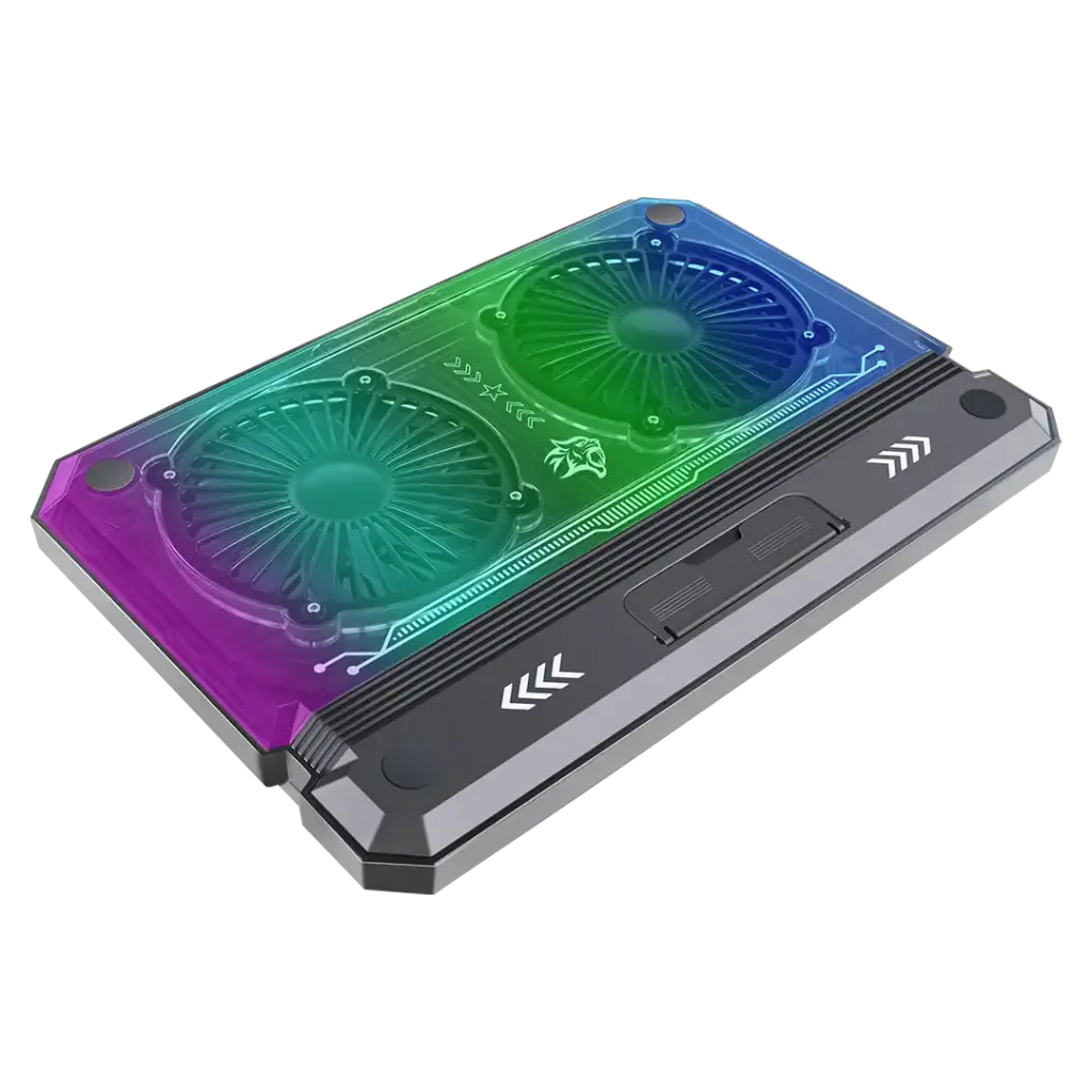 ستاند تبريد للابتوب قابل للتعديل مع مروحتين من بورودو جيمنج - اسود | Porodo Gaming Adjustable Laptop Cooling Stand with Dual Fans – Black