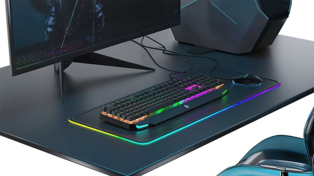 لوحة مفاتيح ميكانيكة بحجم كامل باضائة قوس قزح من بورودو جيمنج - رمادي | Porodo Gaming Mechanical Full Keyboard Rainbow - Grey
