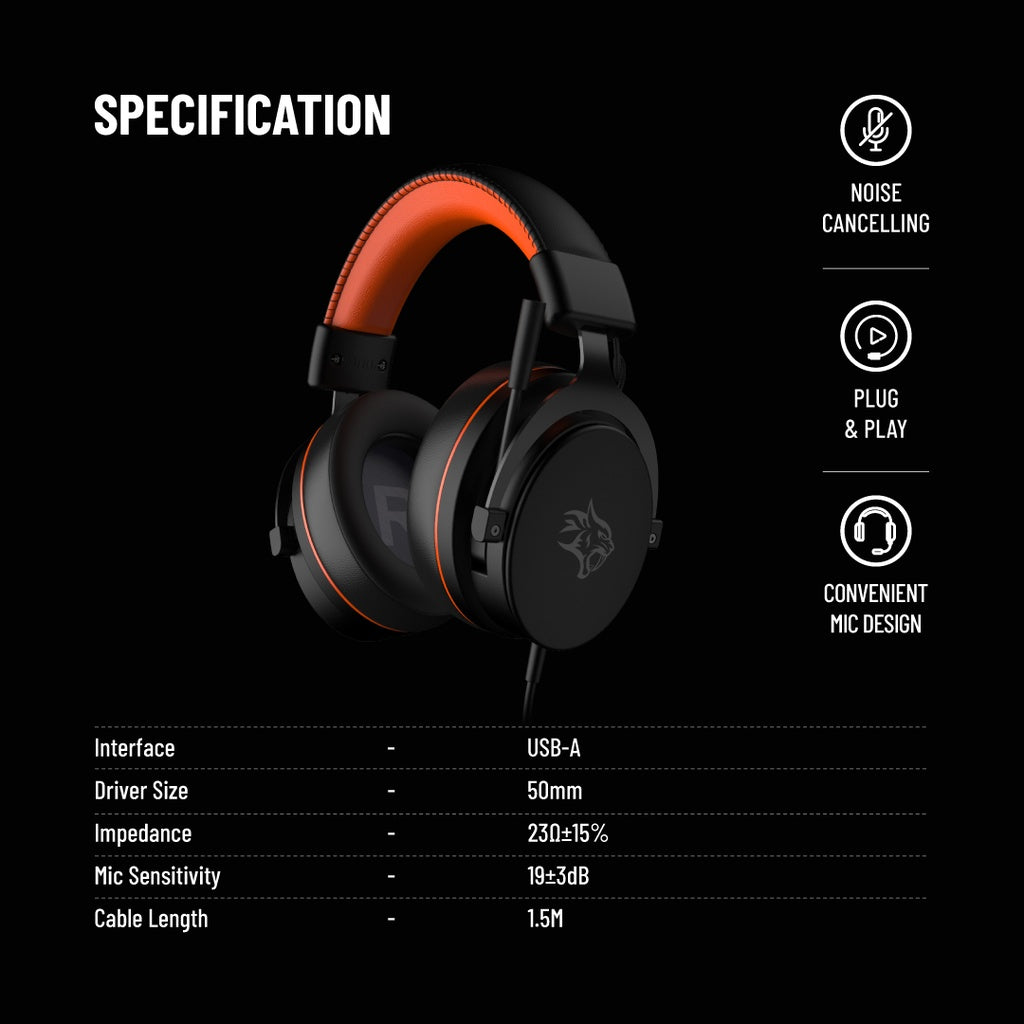 سماعة رأس للالعاب باضائة RGB من بورودو جيمنج, مع خاصية الغاء الضوضاء - اسود | Porodo Gaming PC RGB ENC Gaming Headphones - Black