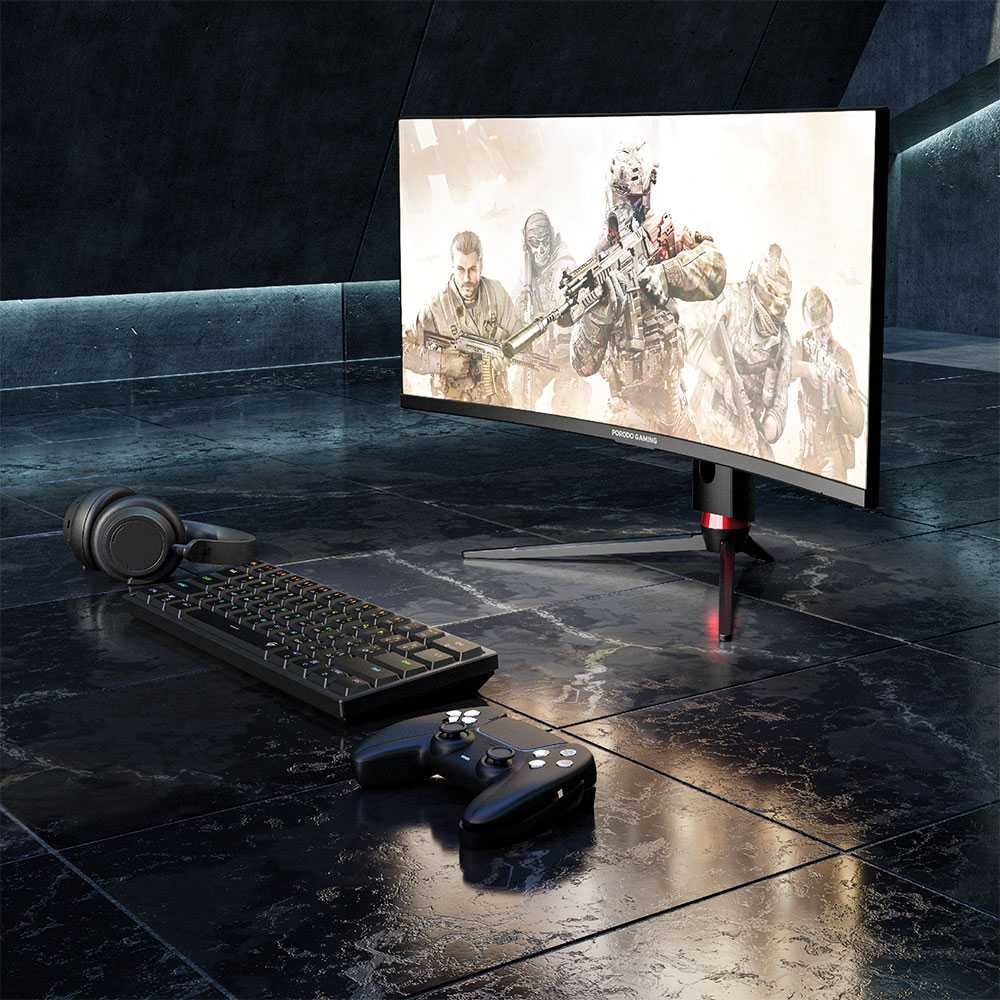 شاشة العاب منحنية الترا وايد 34 بوصة من بورودو جيمنج بمعدل تحديث 144Hz - اسود | Porodo Gaming Ultra Wide Curved Gaming Monitor 34" 144Hz – Black