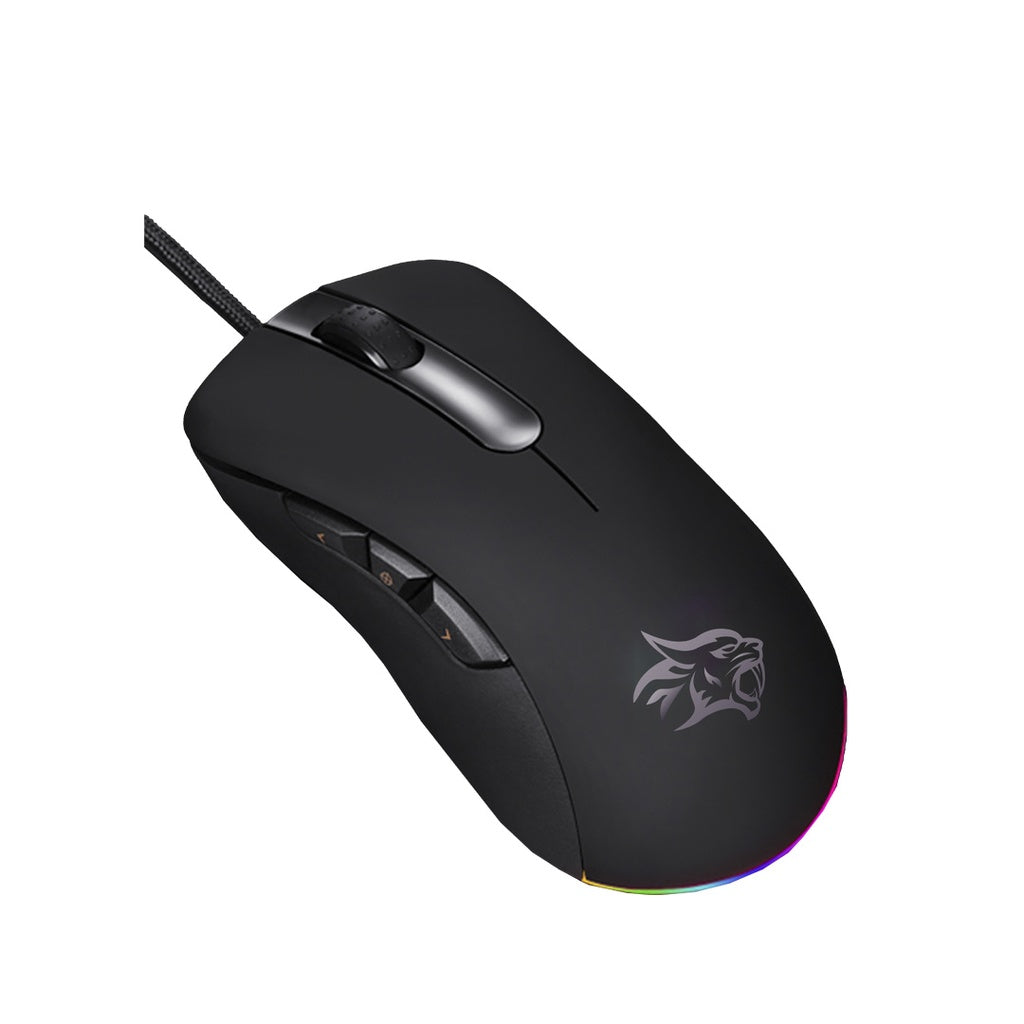 ماوس العاب BlackHawk 8D سلكي بمستشعر PWM3389 ومفاتيح TTC من بورودو جيمنج - اسود | Porodo Gaming BlackHawk 8D Wired Gaming Mouse PWM3389 Sensor with TTC Switch - Black
