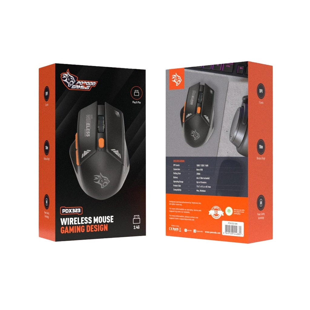 ماوس بورودو جيمنج اللاسلكي 2 في 1, معدل حساسية بدقة 1600 | Porodo Gaming 2-in-1 2.4G Wireless Mouse DPI 1600.