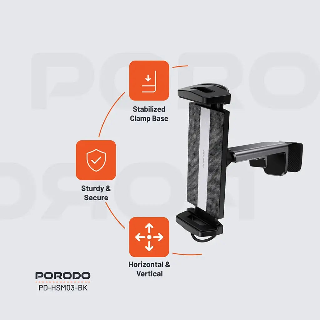 حامل تابلت عالمي قابل للتعديل من 7 انش الى 14.6 انش - اسود | Porodo Universal Adjustable 7" to 14.6" iPad/Tablet Stand – Black