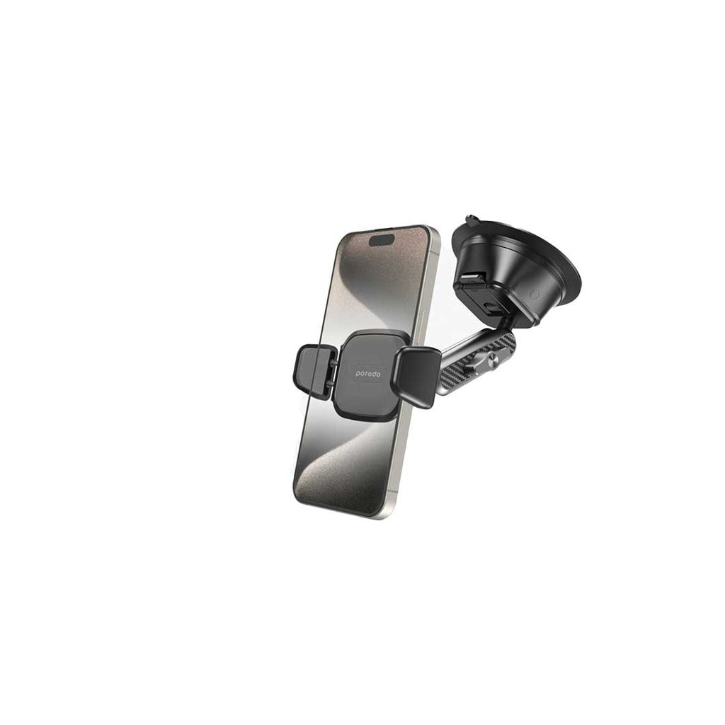 حامل هاتف بورودو مع قاعدة تثبيت قوية - اسود | Porodo Cradle Suction Cup Non-Gel Pad Phone Mount - Black