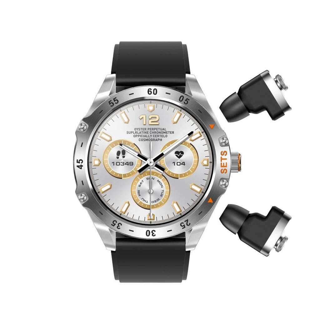 ساعة بورودو هايب الذكية مع سماعات اذن وسير جلد اضافي | Porodo Hype Smart Watch with Earbuds and Leather Band