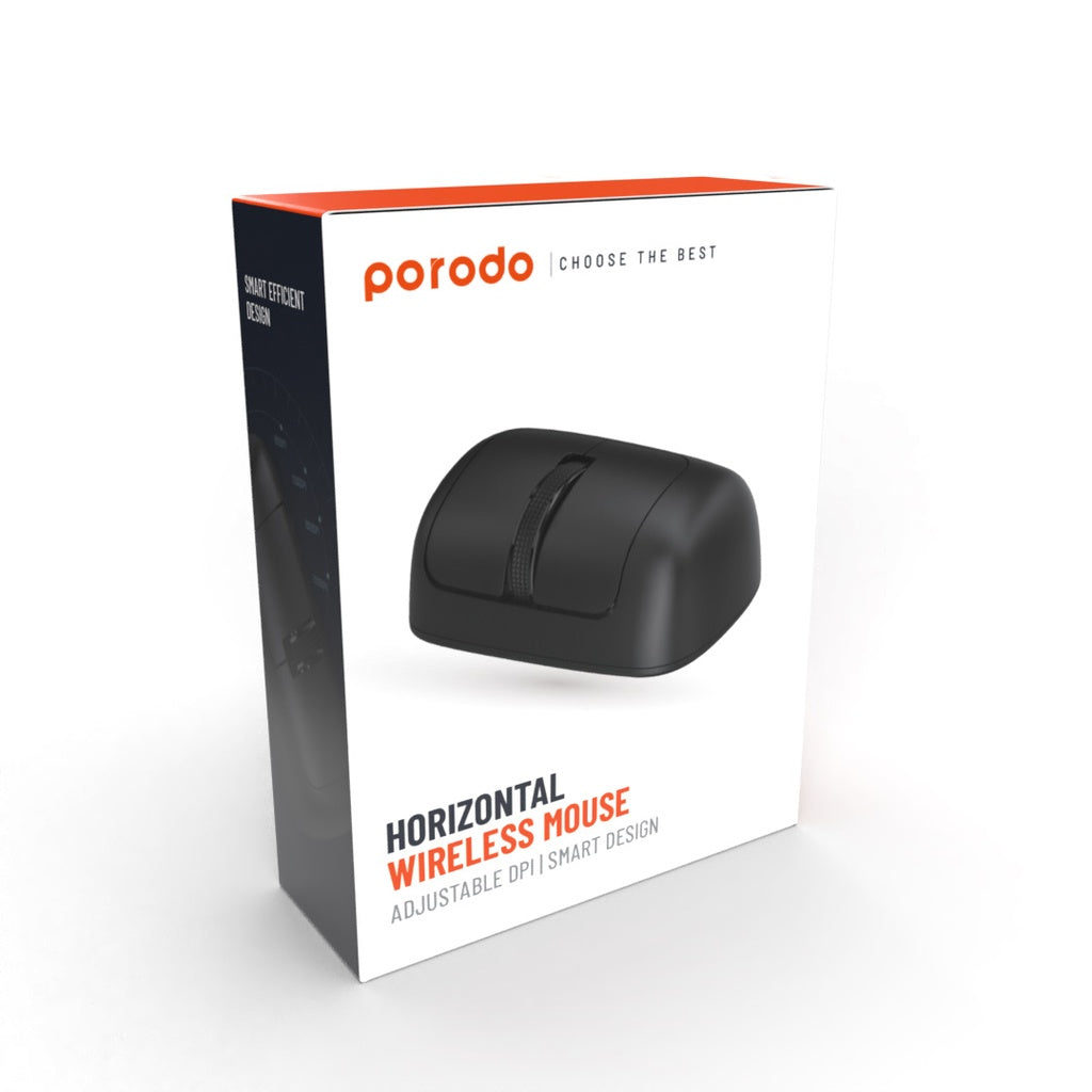 بورودو ماوس لاسلكي افقي بحساسية 2000 DPI - اسود | Porodo Wireless Horizontal Mouse DPI 2000 - Black