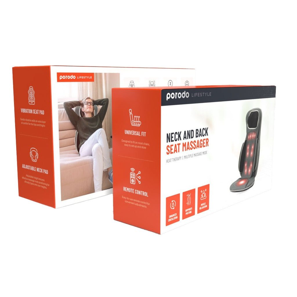 جهاز مساج للرقبة والظهر بالحرارة من بورودو لايف ستايل - رمادي داكن | Porodo Lifestyle Neck and Back Massager with Heat Therapy – Dark Grey