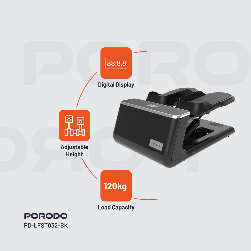 جهاز مشي صغير مع حبال مقاومة من بورودو لايف ستايل - اسود | Porodo Lifestyle Mini Stepper Machine with Resistance Ropes – Black