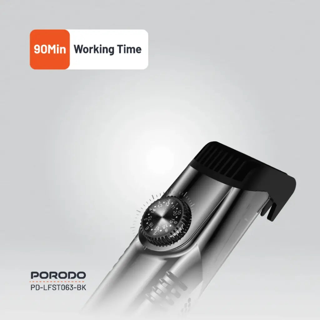 ماكينة حلاقة مزدوجة بورودو مقاومة للماء مع تقنية الشفط الهوائي قابلة للشحن ببطارية 1400 مللي امبير - رمادي | Porodo Lifestyle Waterproof Dual Rechargeable Vacuum Trimmer 1400mAh - Black